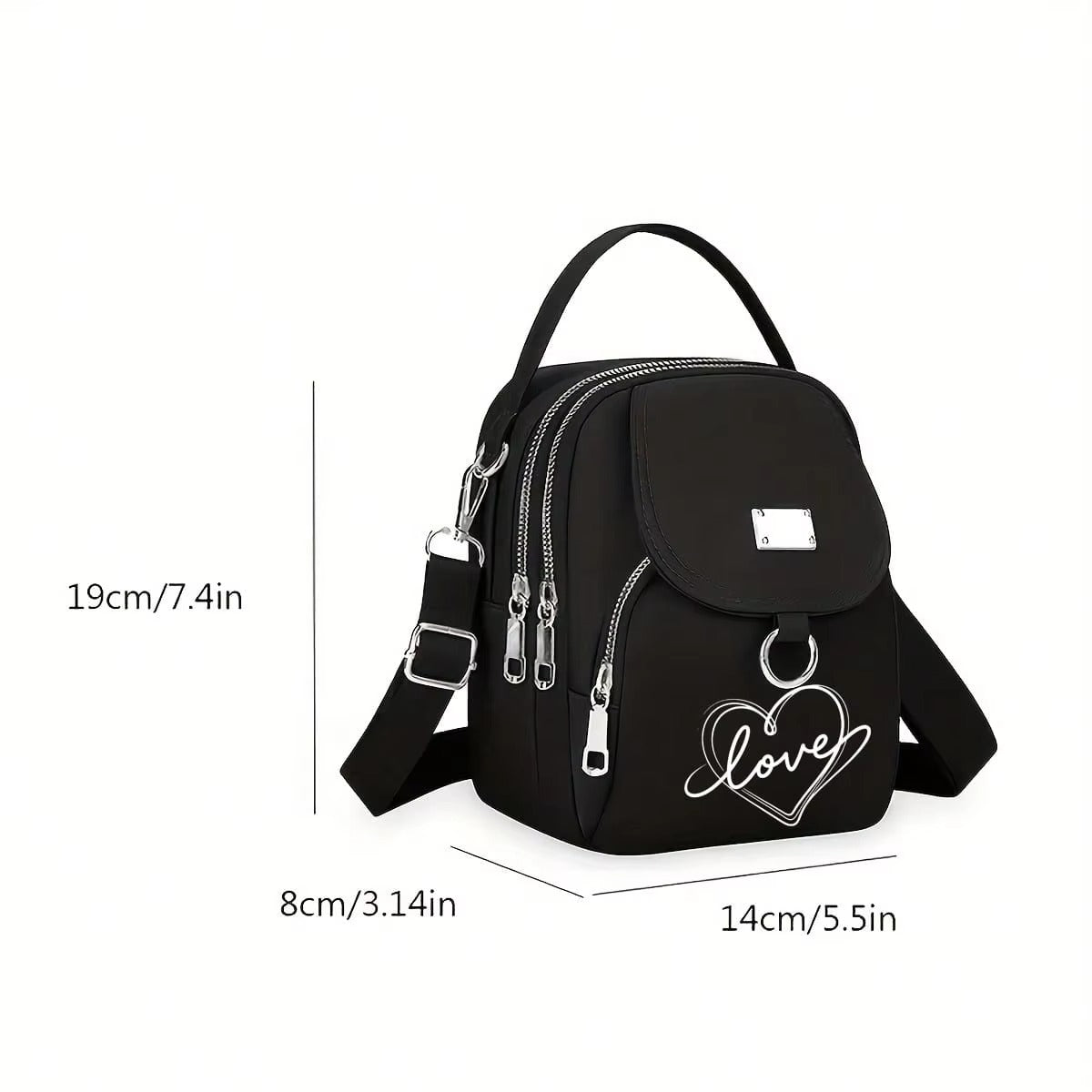 1pc Heart Love Print Shoulder Bag