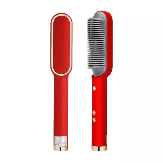 Hair Straightener Iron Brush Straight Hair Comb 2-in-1 )