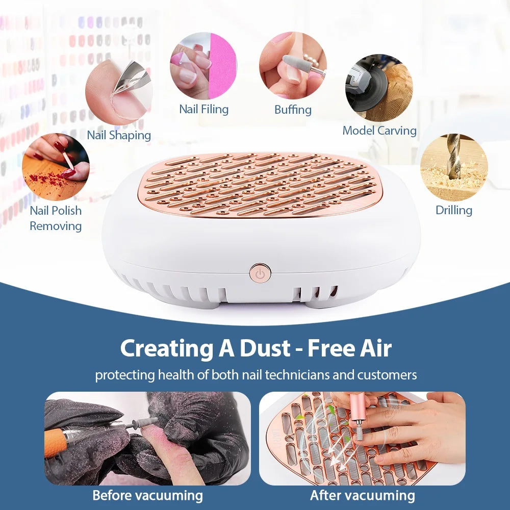 130W Super Suction Brushless Nail Dust Collector Powerful Nail Dust Extractor Nail Art Manicure Fan Vacuum Cleaner With 2 Filter