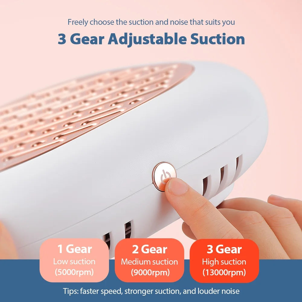 130W Super Suction Brushless Nail Dust Collector Powerful Nail Dust Extractor Nail Art Manicure Fan Vacuum Cleaner With 2 Filter