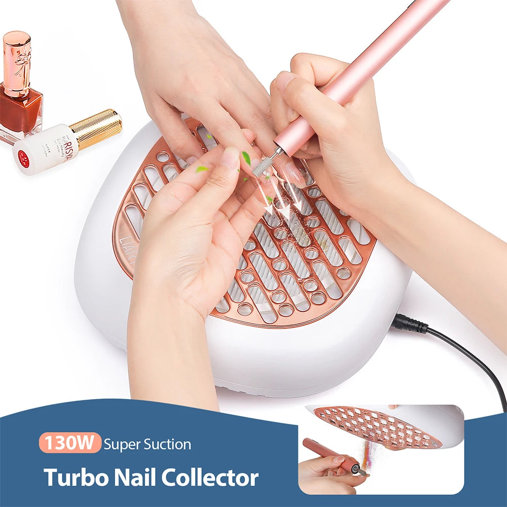 130W Super Suction Brushless Nail Dust Collector Powerful Nail Dust Extractor Nail Art Manicure Fan Vacuum Cleaner With 2 Filter