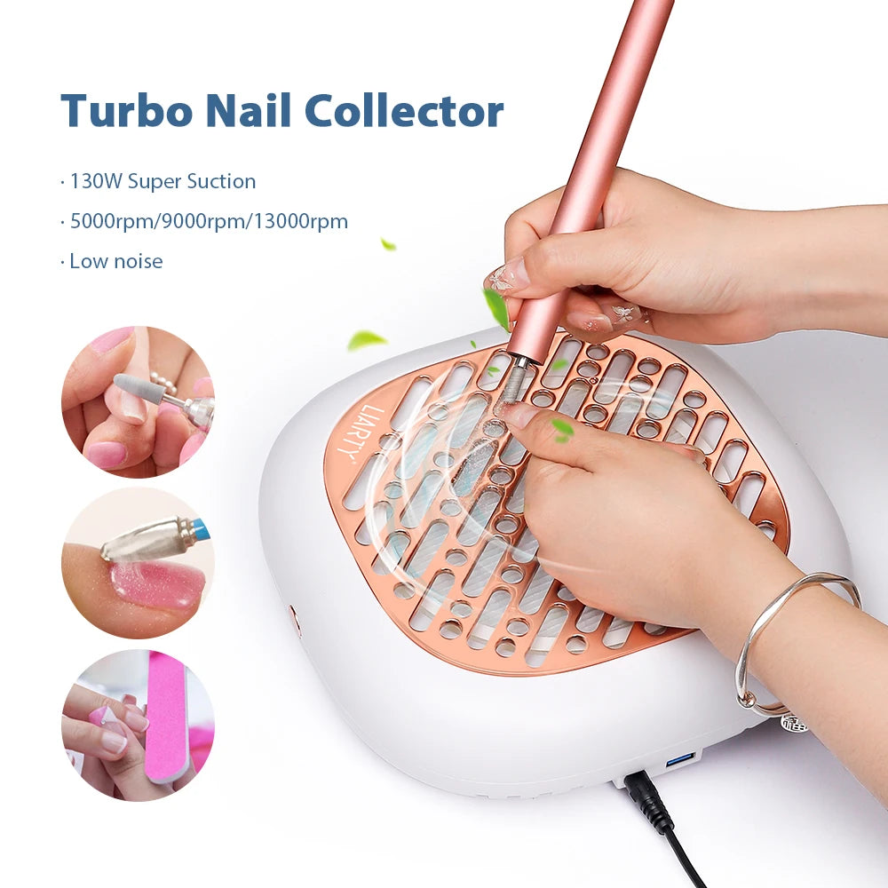 130W Super Suction Brushless Nail Dust Collector Powerful Nail Dust Extractor Nail Art Manicure Fan Vacuum Cleaner With 2 Filter