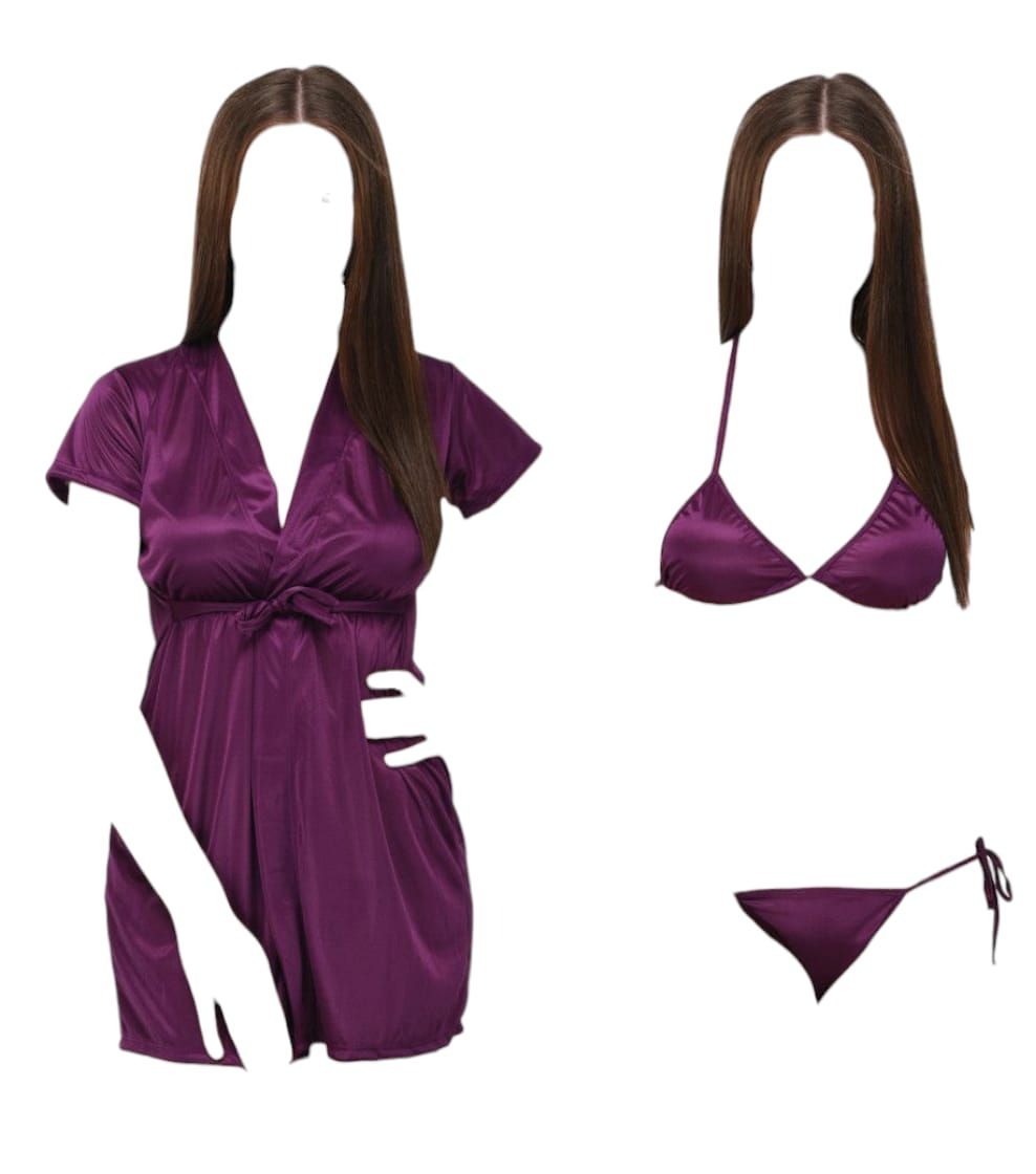 Silk Wear - Women 3 Piece Nighty Sleepwear