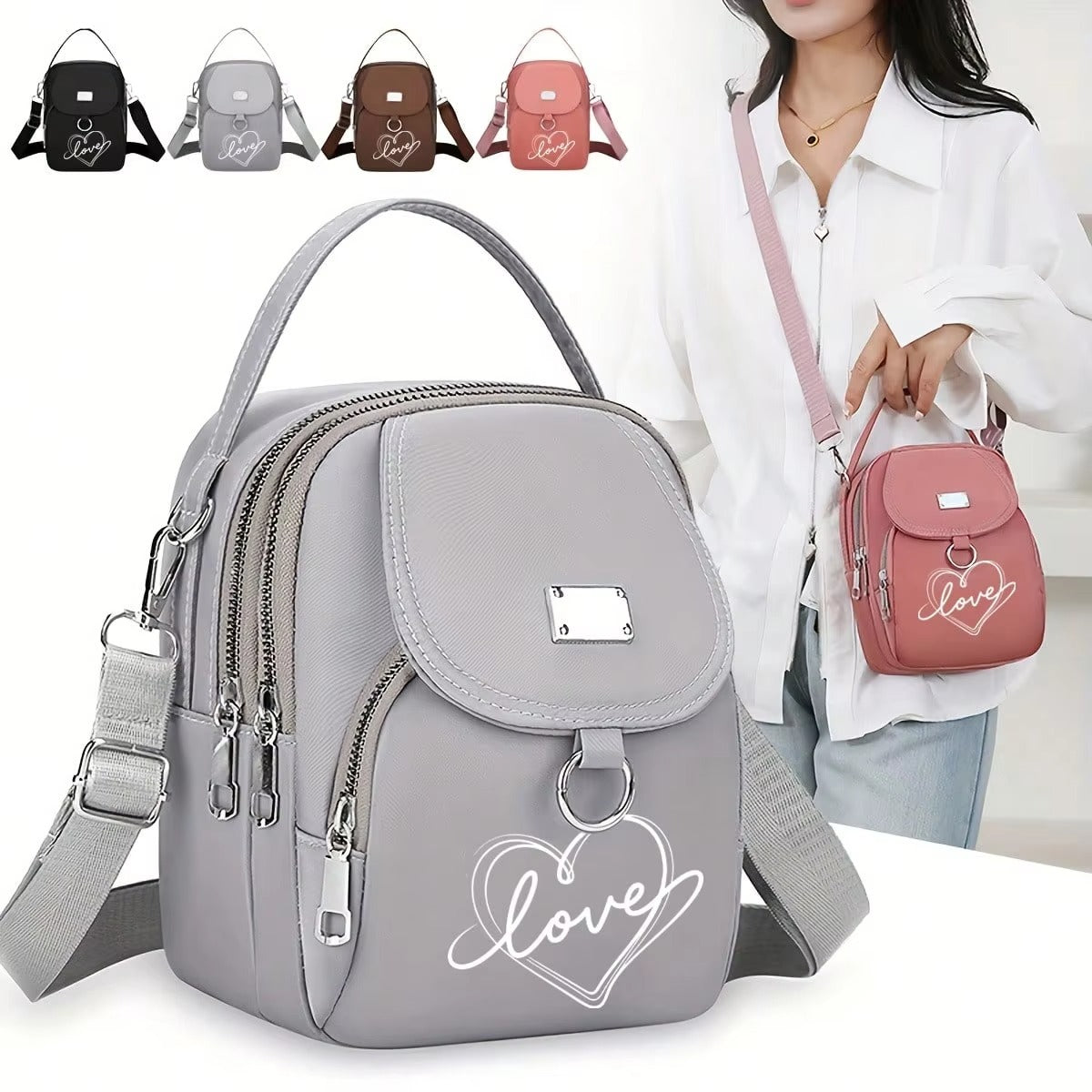 1pc Heart Love Print Shoulder Bag