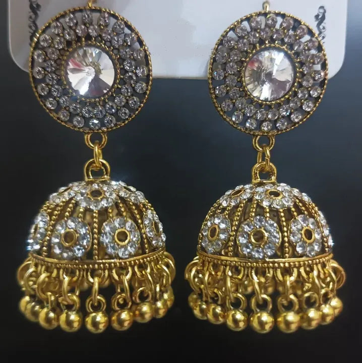 Golden Jhumka Earrings Women,sGolden Jhumka