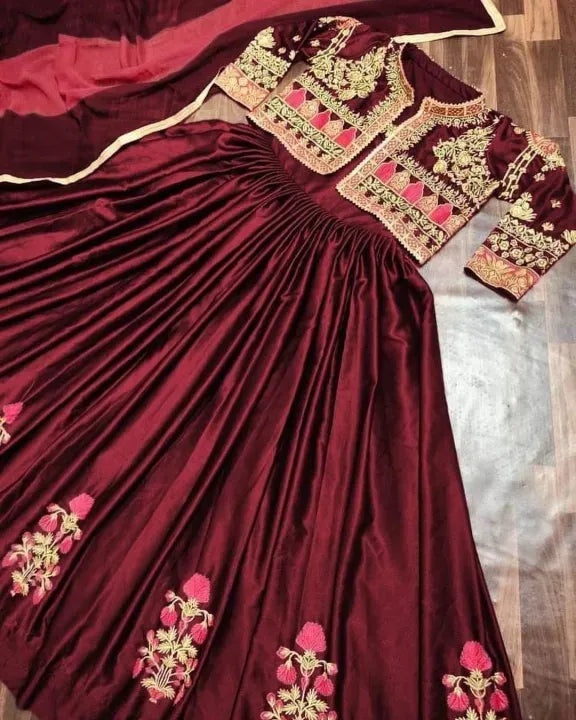 Stitched Heavy Embroidered Maxi with Koti (Separate