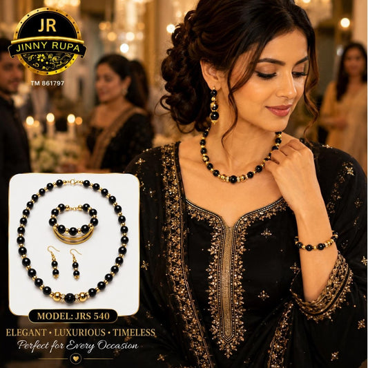 Jinny Rupa Black & Gold Beaded Jewelry Set