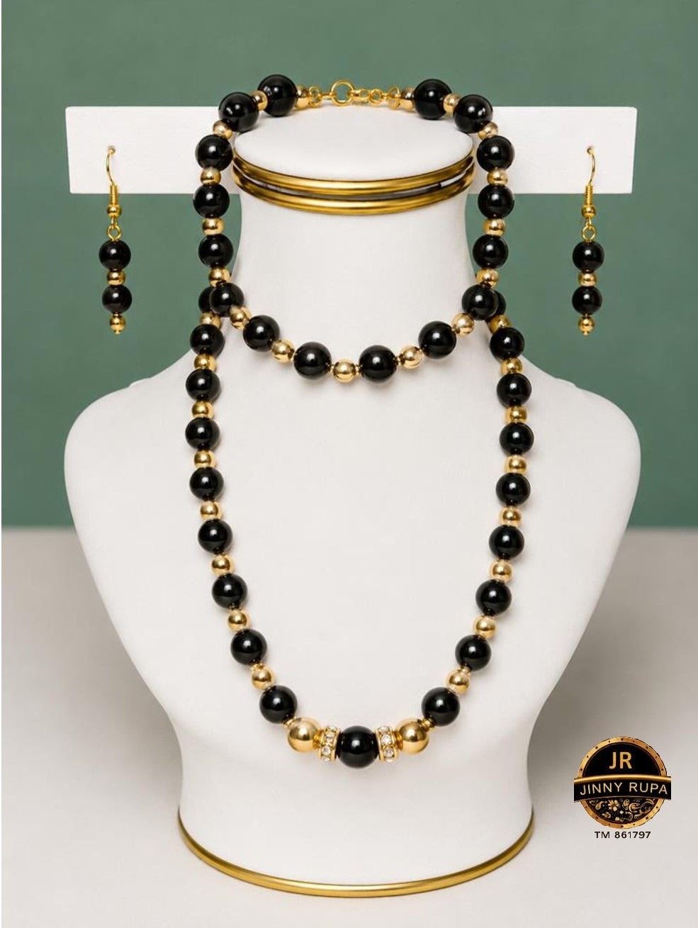 Jinny Rupa Black & Gold Beaded Jewelry Set