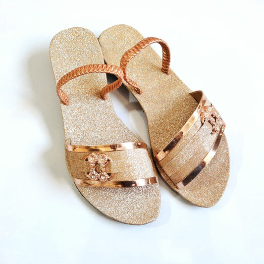 Golden Flat Sandals
