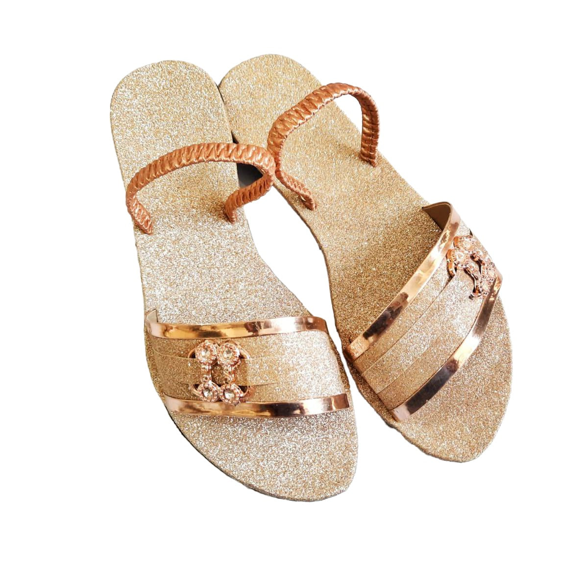 Golden Flat Sandals