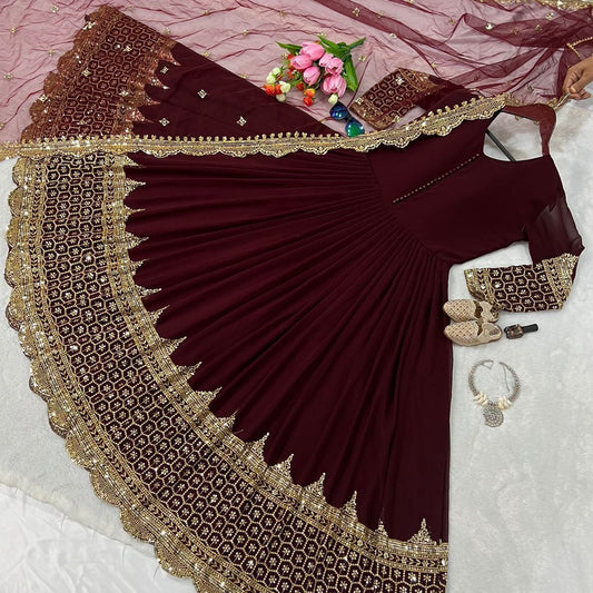 NC-06 3-Piece Embroidered Stitched Frock Set