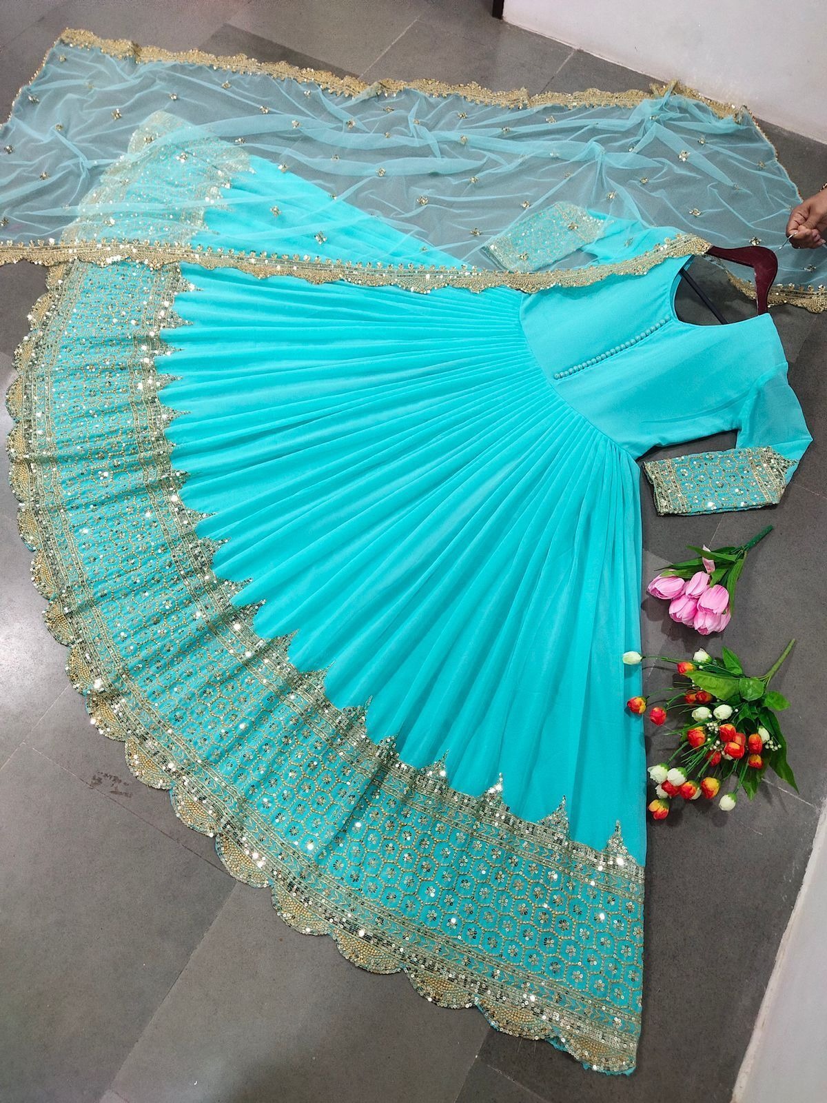 NC-06 3-Piece Embroidered Stitched Frock Set