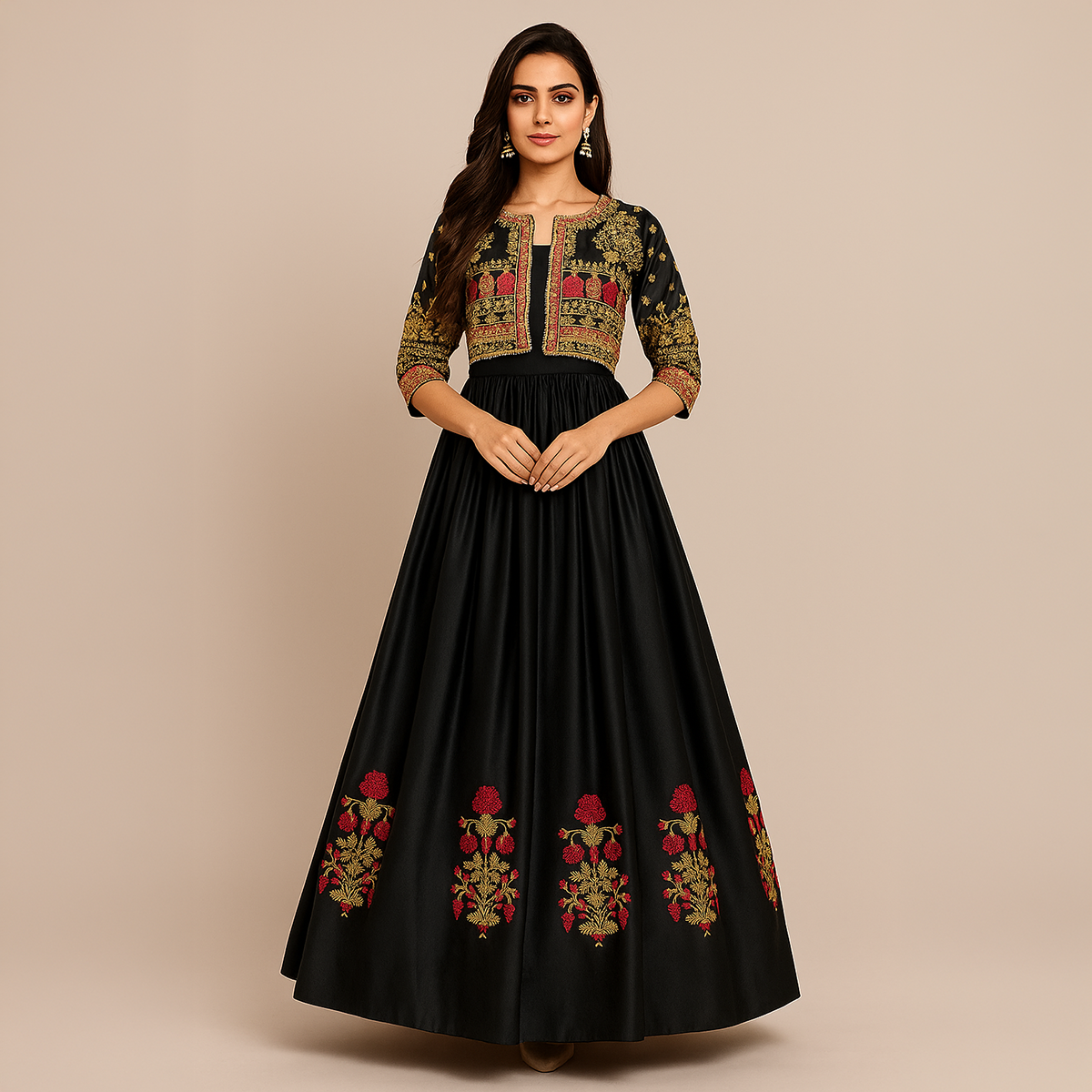 Stitched Heavy Embroidered Maxi with Koti (Separate