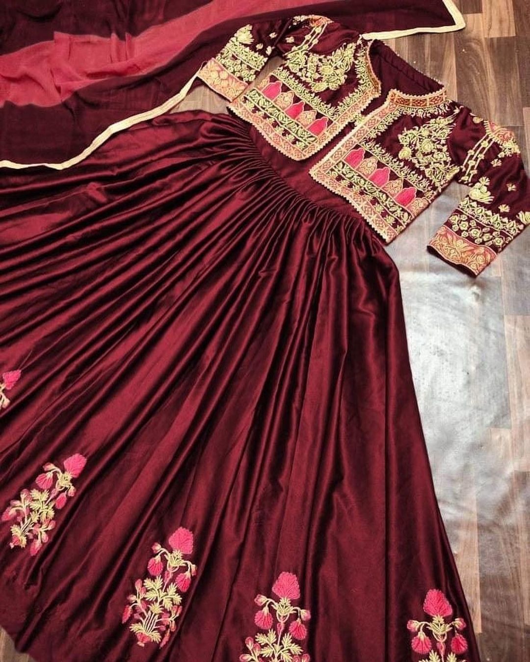 Stitched Heavy Embroidered Maxi with Koti (Separate