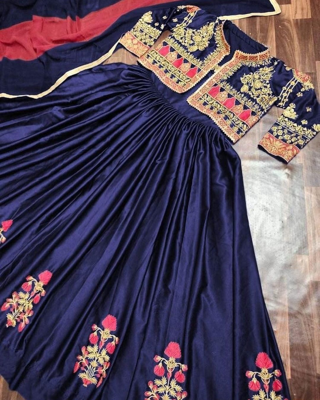 Stitched Heavy Embroidered Maxi with Koti (Separate