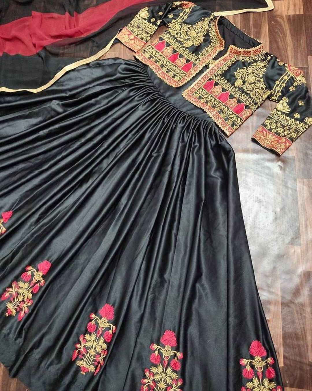 Stitched Heavy Embroidered Maxi with Koti (Separate